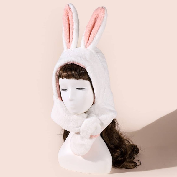 

Ear Design Fluffy Hat, White
