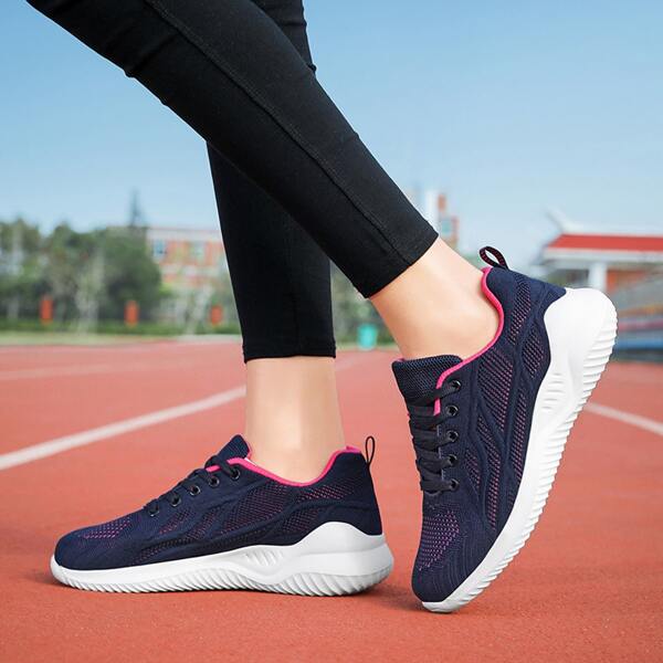 

Lace-up Front Knit Running Shoes, Blue