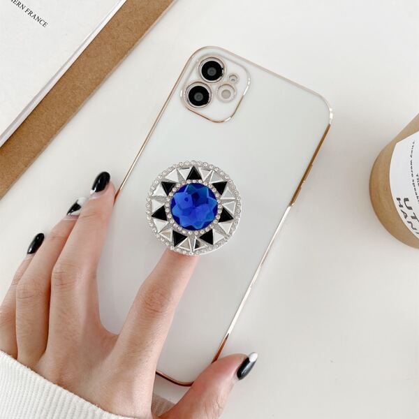 

Rhinestone Decor Stand-Out Phone Grip, Blue