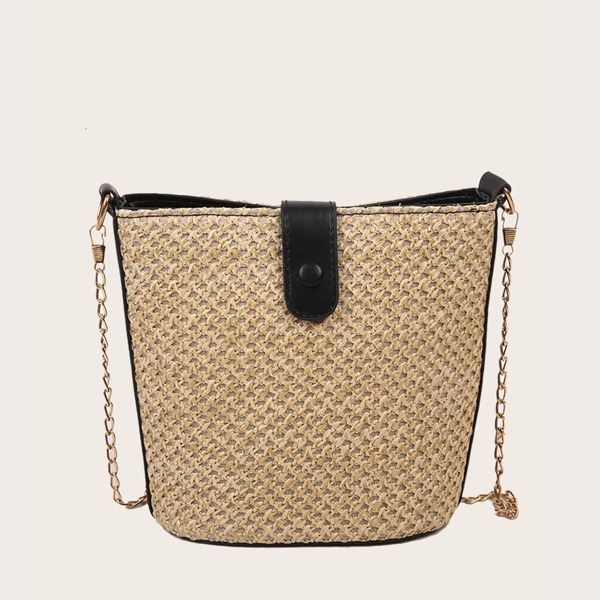 

Minimalist Large Capacity Straw Bag, Khaki