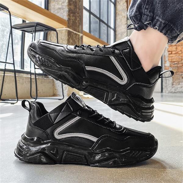 

Men Minimalist Lace Up Front Sneakers, Black