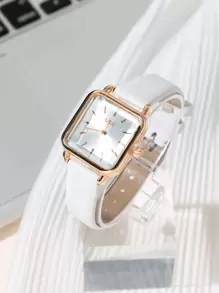 DISU Square Pointer Quartz Watch As A Gift For Students Returning To School - White - View 2