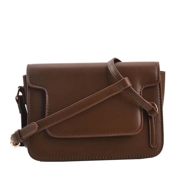 

Minimalist Flap Crossbody Bag, Coffee brown