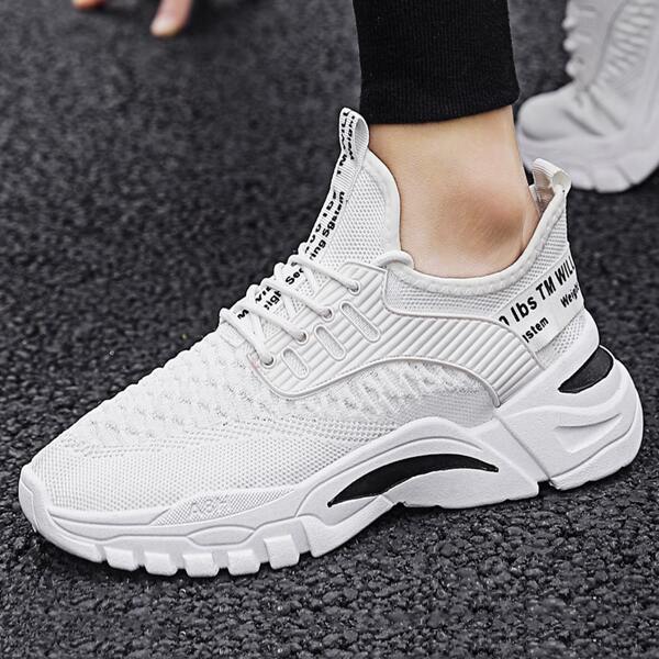 

Men Letter Tape Decor Running Shoes, White