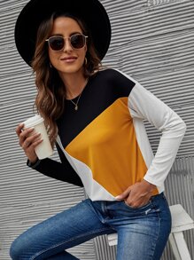 SHEIN LUNE Colour Block Drop Shoulder Tee - Multicolor - View 5
