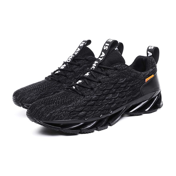 

Men Letter Graphic Knit Detail Lace-up Front Sneakers, Black