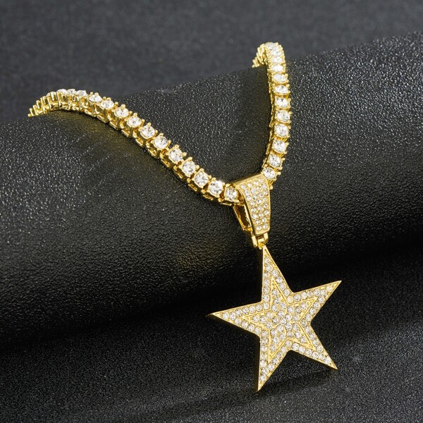 

Men Star Charm Necklace, Gold