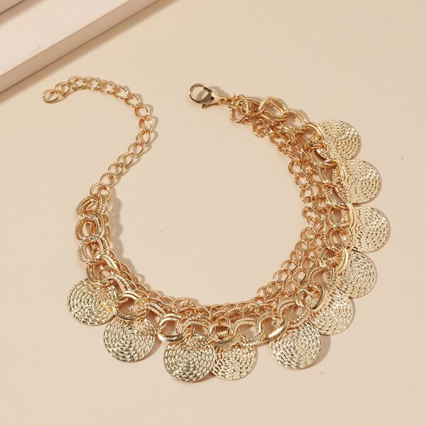 

Round Charm Layered Bracelet, Gold