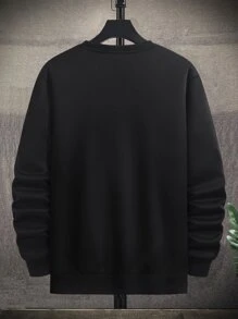 Manfinity Homme Men Geo Print Thermal Lined Loose Sweatshirt - Black - View 2