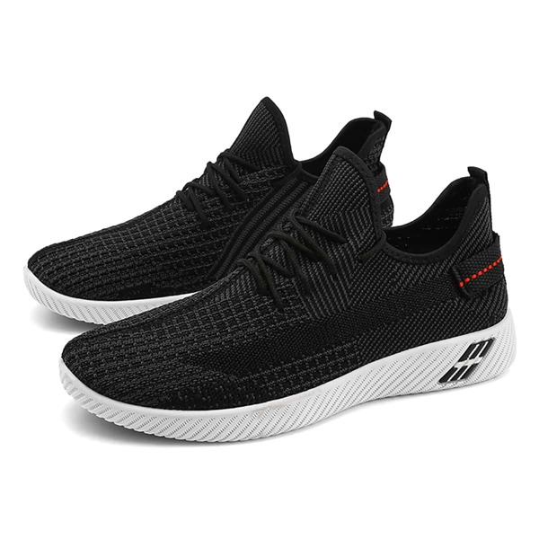

Men Mesh Panel Lace-up Front Sneakers, Black