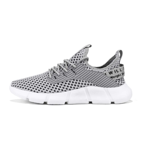 

Men Letter Graphic Lace Up Decor Knit Sneakers, Grey