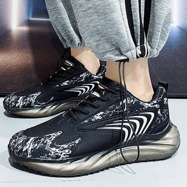 

Men Lace-up Front Low Top Sneakers, Black