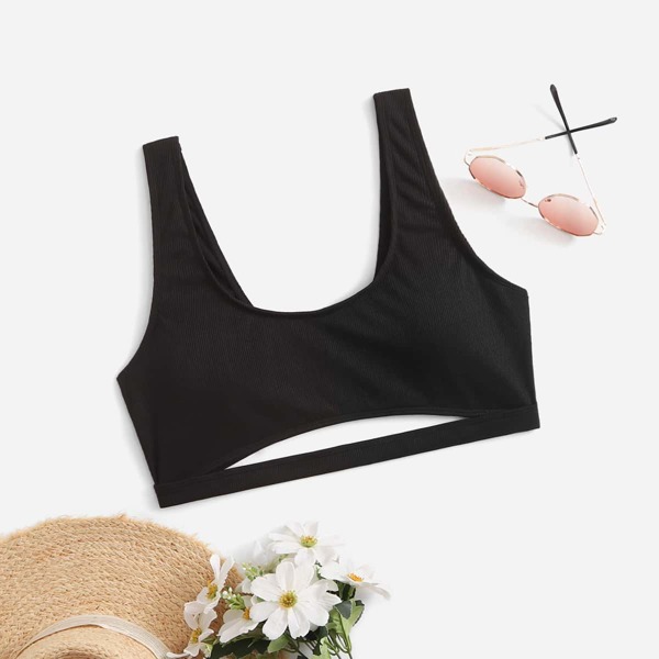 

Plus Cut-out Bikini Top, Black