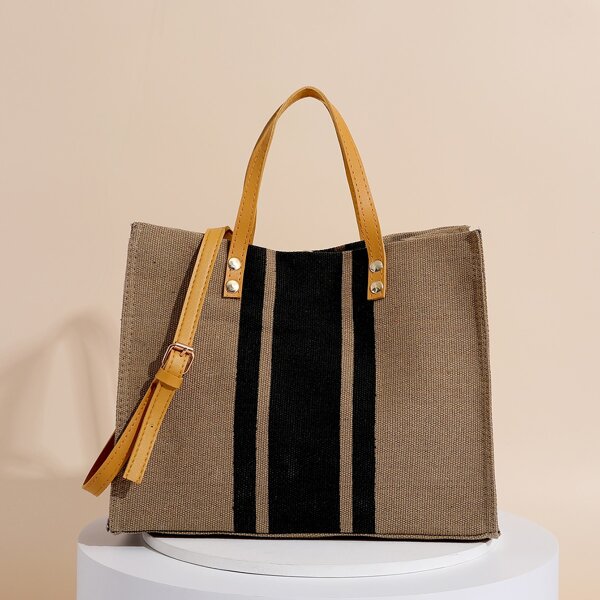 

Colorblock Tote Bag, Khaki