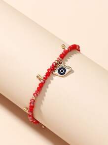 眼睛墜飾串珠腳鏈 - 紅色 - 查看 2