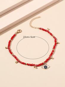 眼睛墜飾串珠腳鏈 - 紅色 - 查看 5