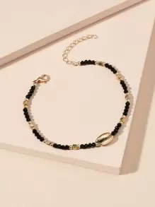 Tornozeleira com contas de cristal para decoração de concha