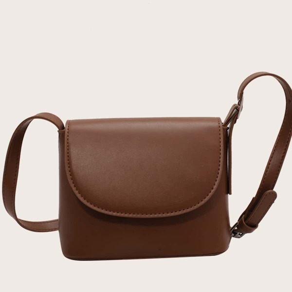 

Minimalist Flap Crossbody Bag, Coffee brown