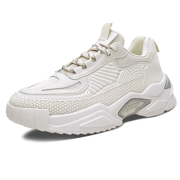 

Men Letter Patch Lace-up Front Sneakers, Beige