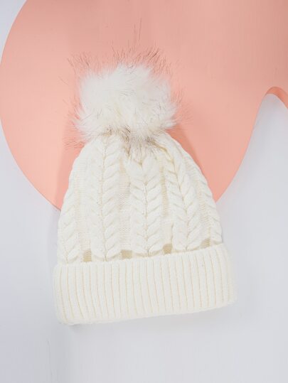 1pc Unisex White Knit Ski Cap Y2k Style Windproof Warm Winter Hat For Outdoor Activities And Daily Commuting