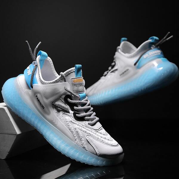 

Men Two Tone Breathable Running Shoes, White