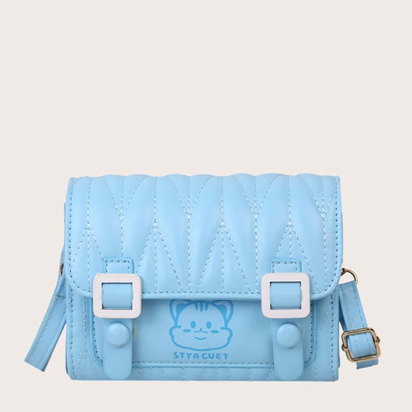 

Quilted Buckle Decor Crossbody Bag, Blue