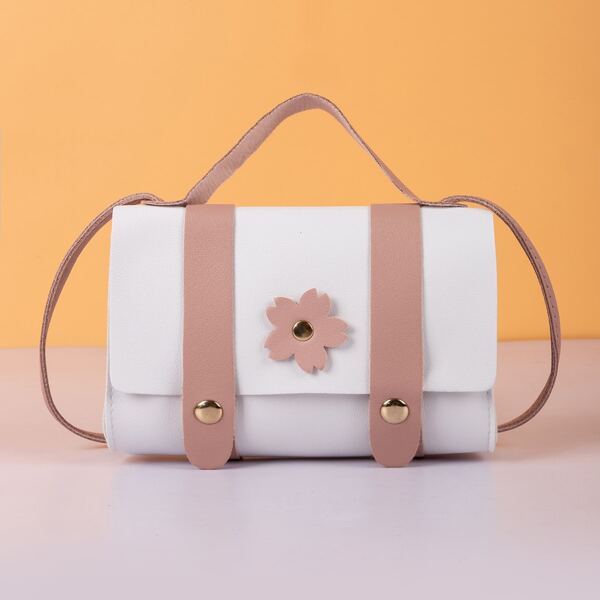

Two Tone Applique Satchel Bag, Multicolor