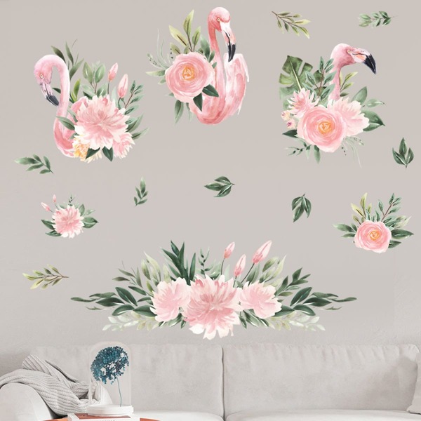 

1pc Flamingo Pattern Wall Sticker, Multicolor