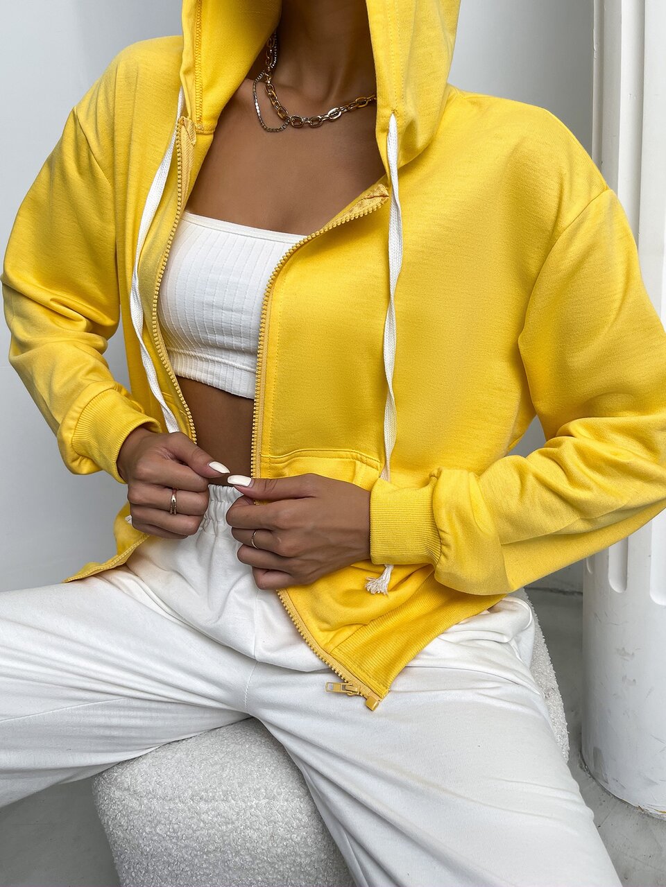Slant Pocket Drop Shoulder Drawstring Hoodie