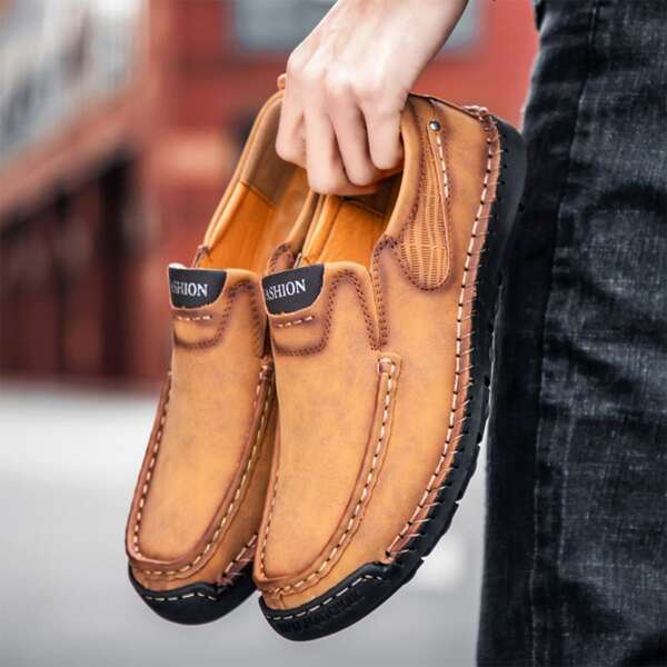 

Men Minimalist Slip-On Flat Loafers, Yellow