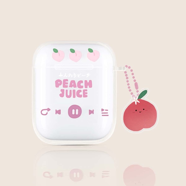 

Peach Charm Case For AirPods, Clear