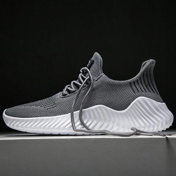 

Men Mesh Panel Lace-up Front Sneakers, Grey