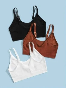 Yoga Basic 3pcs Solid Seamless High Stretch Sports Bra - Multicolor - View 2