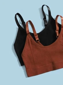 Yoga Basic 3pcs Solid Seamless High Stretch Sports Bra - Multicolor - View 3