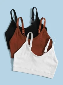 Yoga Basic 3pcs Solid Seamless High Stretch Sports Bra - Multicolor - View 5