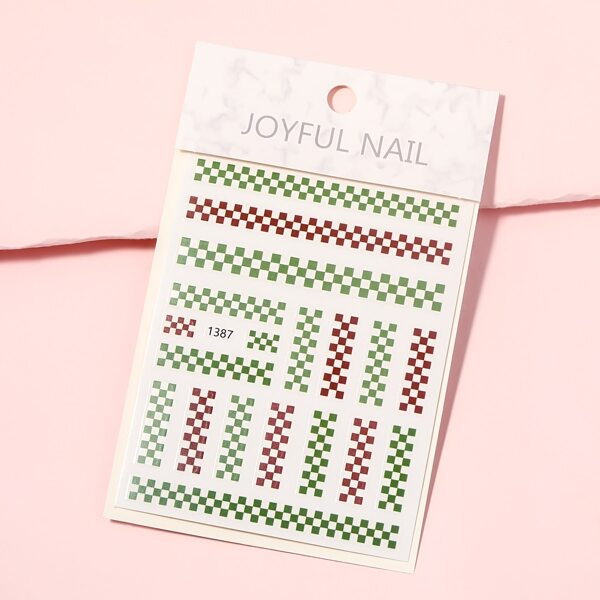 

1sheet Checkered Pattern Nail Art Sticker, Multicolor