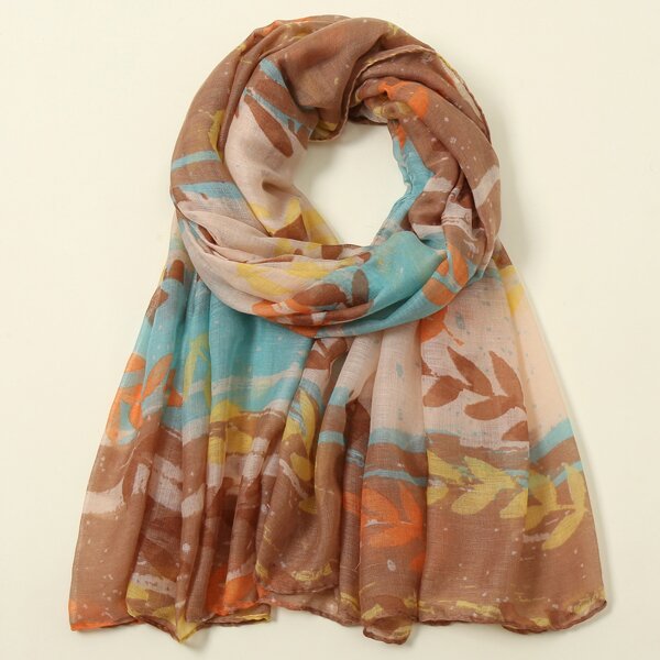 

Leaf Print Scarf, Multicolor