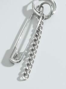 时尚流行 1 件男士别针装饰耳环，可作为珠宝礼物，打造时尚外观 - 銀色 - 查看 3