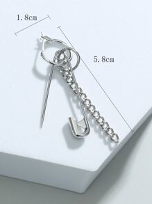 时尚流行 1 件男士别针装饰耳环，可作为珠宝礼物，打造时尚外观 - 銀色 - 查看 4