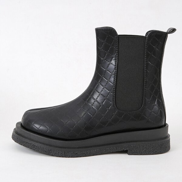 

Minimalist Quilted Chelsea Boots, Black