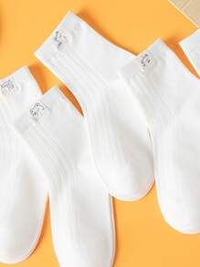 兒童5雙卡通圖案襪子 - 白色 - 查看 3