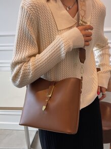 Không thấm nước, nhẹ, túi đeo chéo có nút bấm thông thường dành cho doanh nhân Cổ điển dành cho các cô gái tuổi teen Nữ sinh viên đại học, tân binh và nhân viên văn phòng Hoàn hảo cho văn phòng, đại học, công việc, kinh doanh, đi làm - màu nâu - Xem 5