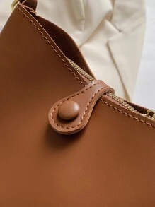 Không thấm nước, nhẹ, túi đeo chéo có nút bấm thông thường dành cho doanh nhân Cổ điển dành cho các cô gái tuổi teen Nữ sinh viên đại học, tân binh và nhân viên văn phòng Hoàn hảo cho văn phòng, đại học, công việc, kinh doanh, đi làm - màu nâu - Xem 6