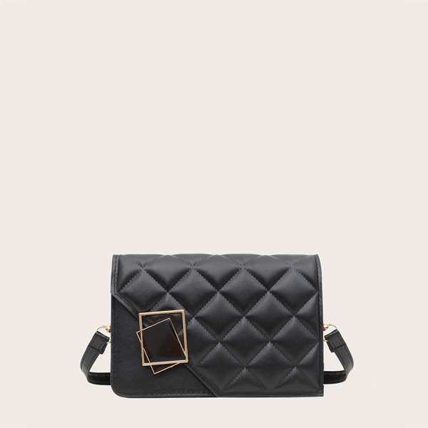 

Girls Quilted Flap Crossbody Bag, Black