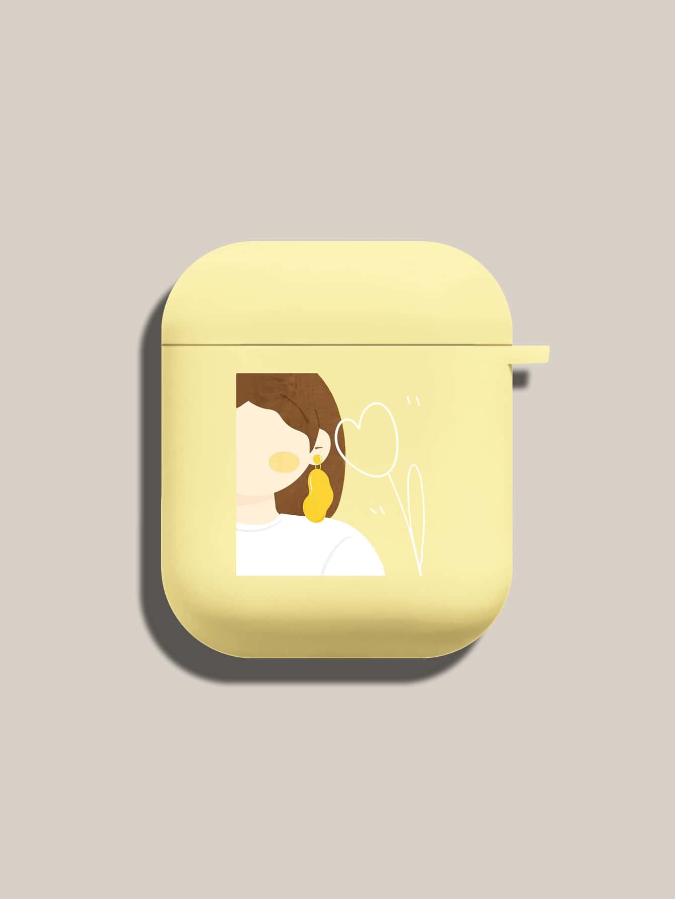 人像圖案耳機殼適用於Airpods - 黃色 - 查看 1