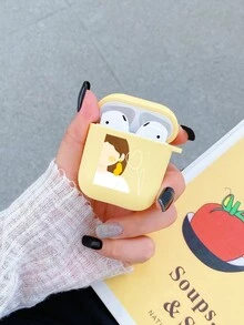 人像圖案耳機殼適用於Airpods - 黃色 - 查看 2