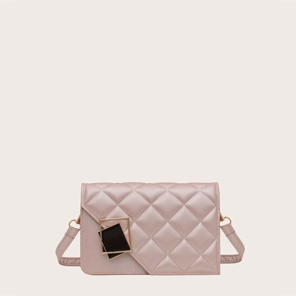

Girls Quilted Metal Decor Crossbody Bag, Pink