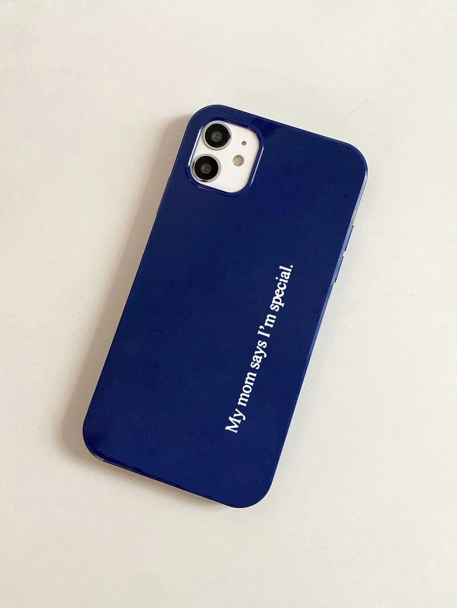 Slogan Phone Case, Letter Phone Case, Compatible With IPhone 11/13/14/15/15 Pro Max/16/16 Pro/16 Plus/16 Pro Max Phones - Blue - View 1