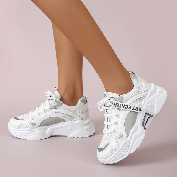 

Letter Tape Decor Chunky Sneakers, White