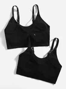 Easithlete 2 piezas Sujetador deportivo inconsútil soporte medio - Negro - Ver 2